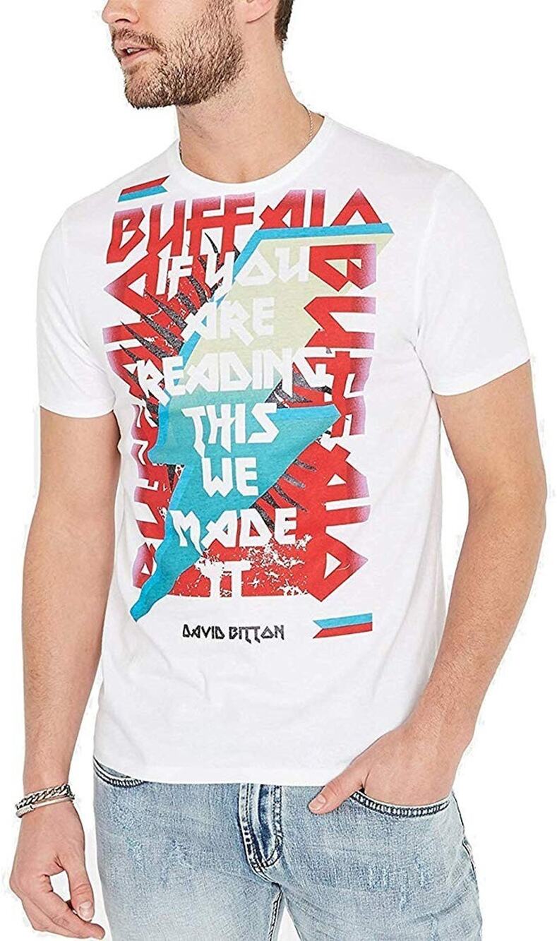 Buffalo David Bitton T-Shirt Mens 2XL White Logo Graphic Short Sleeve Casual NWT